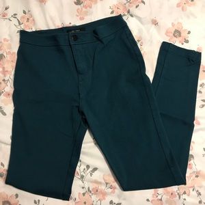 F21 High-Waisted Teal Jeggings